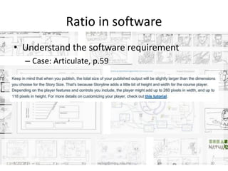 Ratio in software
• Understand the software requirement
– Case: Articulate, p.59
8/20/2015 swling@mmu.edu.my 20
 