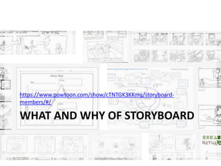 WHAT AND WHY OF STORYBOARD
https://www.powtoon.com/show/cTNTGK3KKmq/storyboard-
members/#/
8/20/2015 swling@mmu.edu.my 3
 