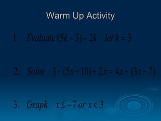 Warm Up Activity 