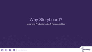 www.elearning.net
Why Storyboard?
eLearning Production Jobs & Responsibilities
 