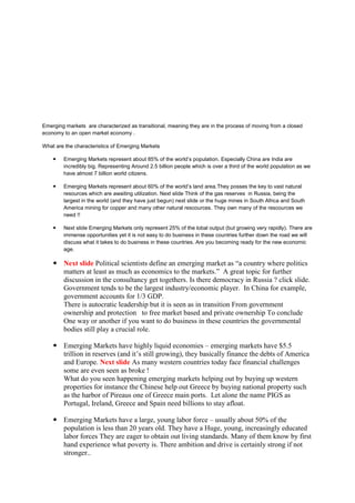 Story emerging markets