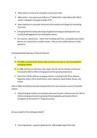 Story emerging markets