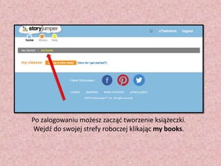 Po zalogowaniu możesz zacząd tworzenie książeczki.
Wejdź do swojej strefy roboczej klikając my books.

 