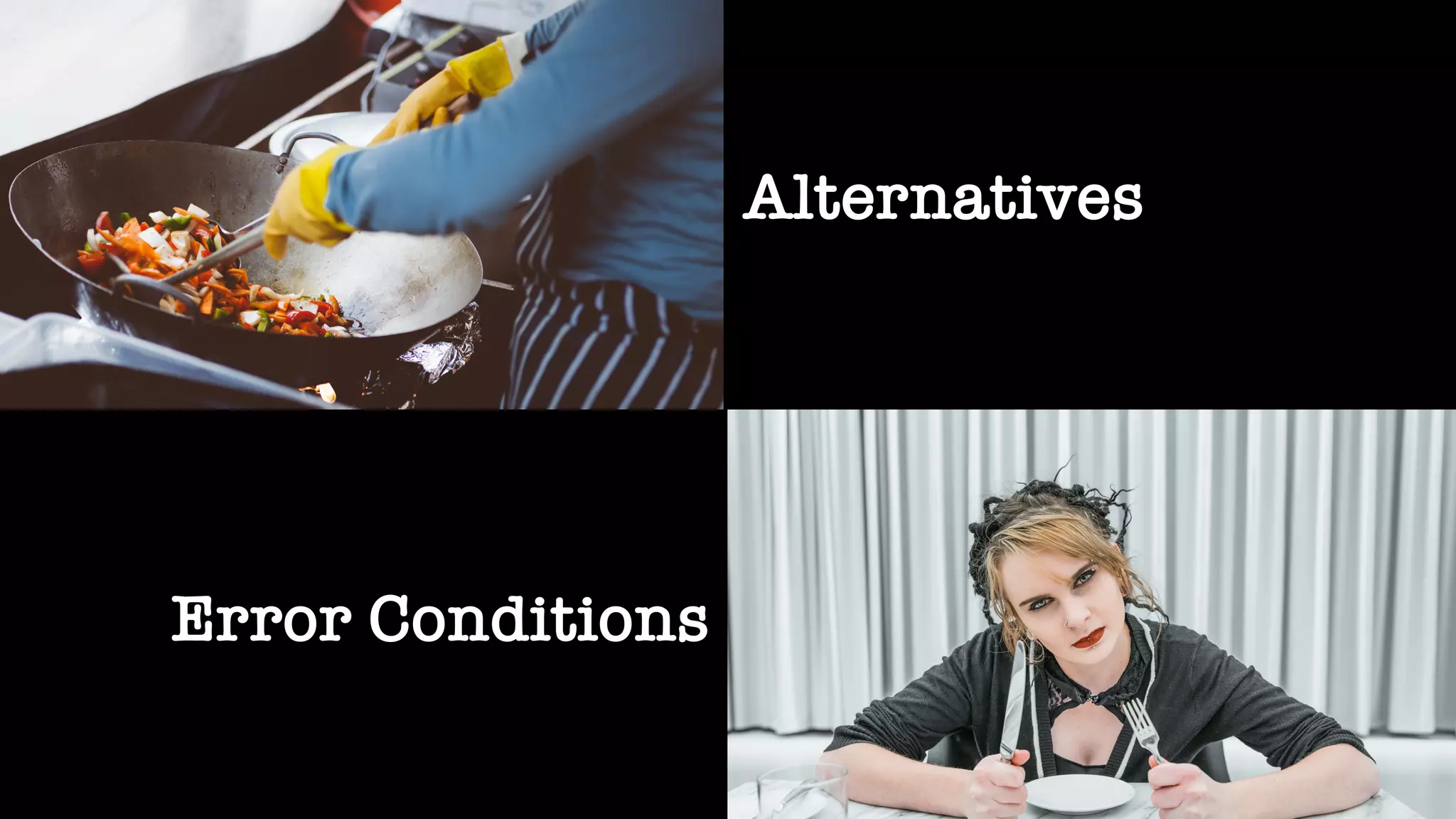 Alternatives
Error Conditions
 