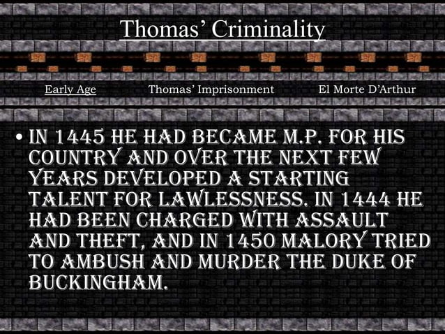 Story of thomas malory PPT