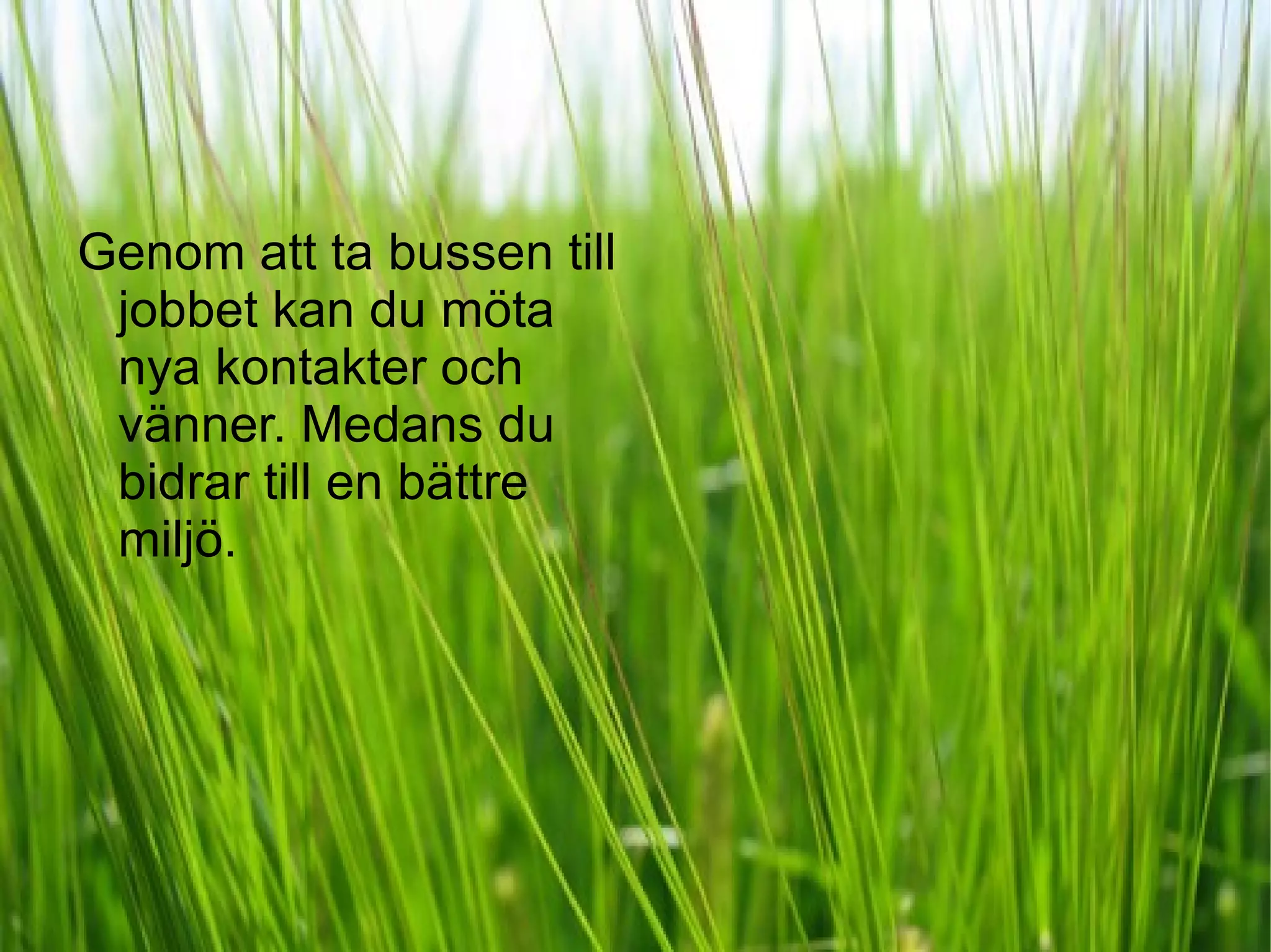 Genom att ta bussen till jobbet kan du möta nya kontakter och vänner. Medans du bidrar till en bättre miljö. 