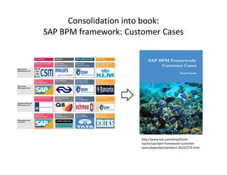 Consolidation into book:
SAP BPM framework: Customer Cases




                       http://www.lulu.com/shop/frank-
                       luyckx/sap-bpm-framework-customer-
                       cases/paperback/product-20252579.html
 