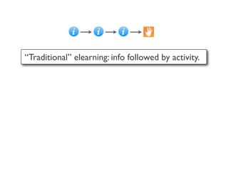 “Traditional” elearning: info followed by activity.
 