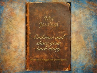 Embrace and
share your
back story
tell stories of struggle and lessons learned
 