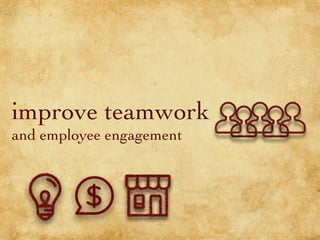 improve teamwork
and employee engagement
 