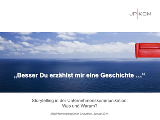 „Besser Du erzählst mir eine Geschichte …“

Storytelling in der Unternehmenskommunikation:
Was und Warum?
Jörg Pfannenberg/Oliver Chaudhuri, Januar 2014

 