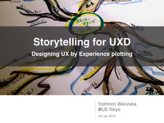 Storytelling for UXD
Designing UX by Experience plotting




                       Yoshinori Wakizaka
                       @UX Tokyo
                       3rd Jan 2013
 