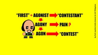 “FIRST” + AGONIST
AGONY
AGON “CONTEST”
“CONTESTANT”
PAIN ?
byProf.JoachimEmilioAntoniaforIAFPhilippines
 