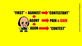 “FIRST” + AGONIST
AGONY
AGON “CONTEST”
“CONTESTANT”
PAIN & GAIN
byProf.JoachimEmilioAntoniaforIAFPhilippines
 