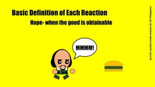 Basic Definition of Each Reaction
Hope- when the good is obtainable
MMMM!
byProf.JoachimEmilioAntoniaforIAFPhilippines
 