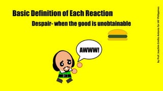 Basic Definition of Each Reaction
Despair- when the good is unobtainable
AWWW!
byProf.JoachimEmilioAntoniaforIAFPhilippines
 