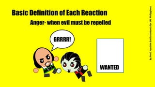 Basic Definition of Each Reaction
Anger- when evil must be repelled
WANTED
GRRRR!
byProf.JoachimEmilioAntoniaforIAFPhilippines
 