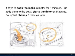 It says to cook the leeks in butter for 5 minutes. She
  adds them to the pot & starts the timer on that step.
  SousChef ...