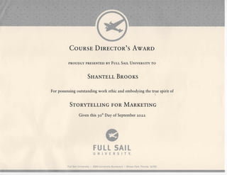 Storytelling For Marketing Award