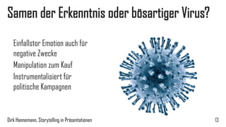 „Ziele“ klären mit dem Flugzeugträger 
13 
Parabel nach Stephen Covey 
Prinzipien erkennen, nicht gegen Windmühlen kämpfen 
Märchen von Don Quichotte 
Als Sprichwort 
Dirk Hannemann, Storytelling in Präsentationen  