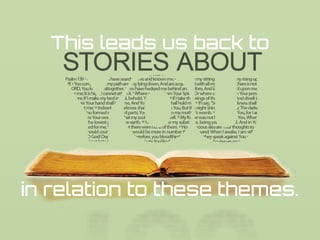 in relation to these themes.
This leads us back to
 
