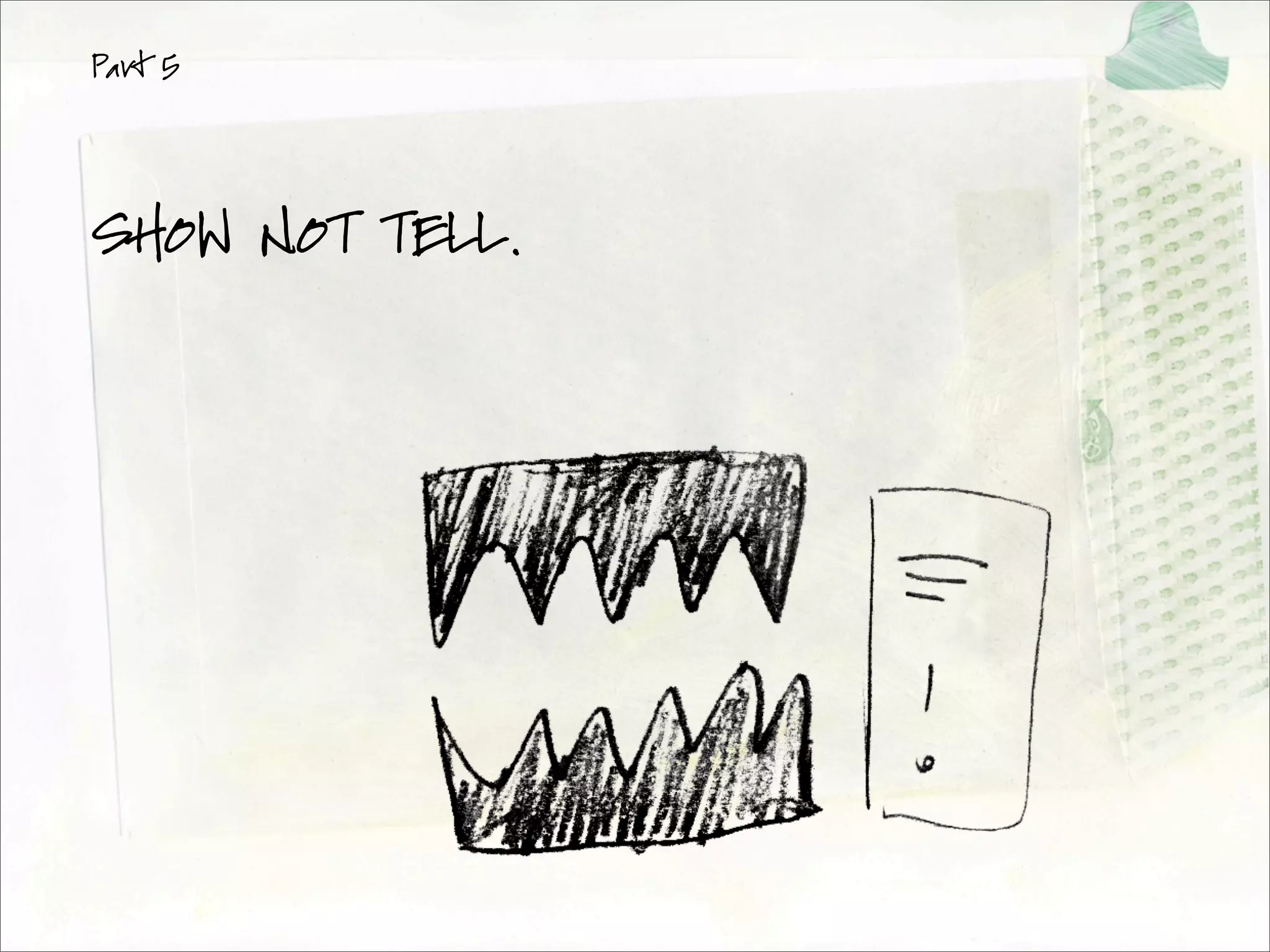 Part 5




SHOW NOT TELL.
 