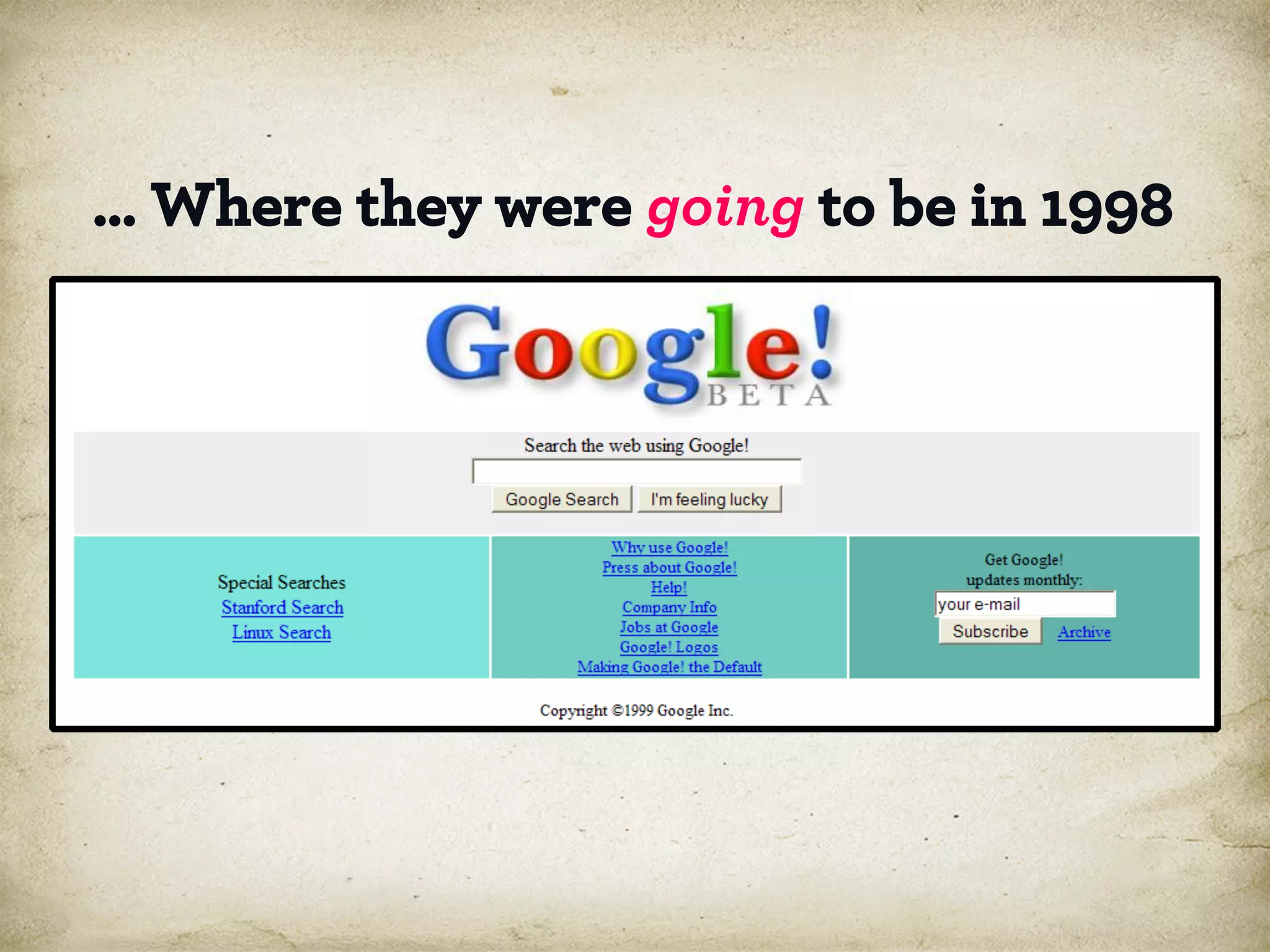 … Where they were going to be in 1998

 