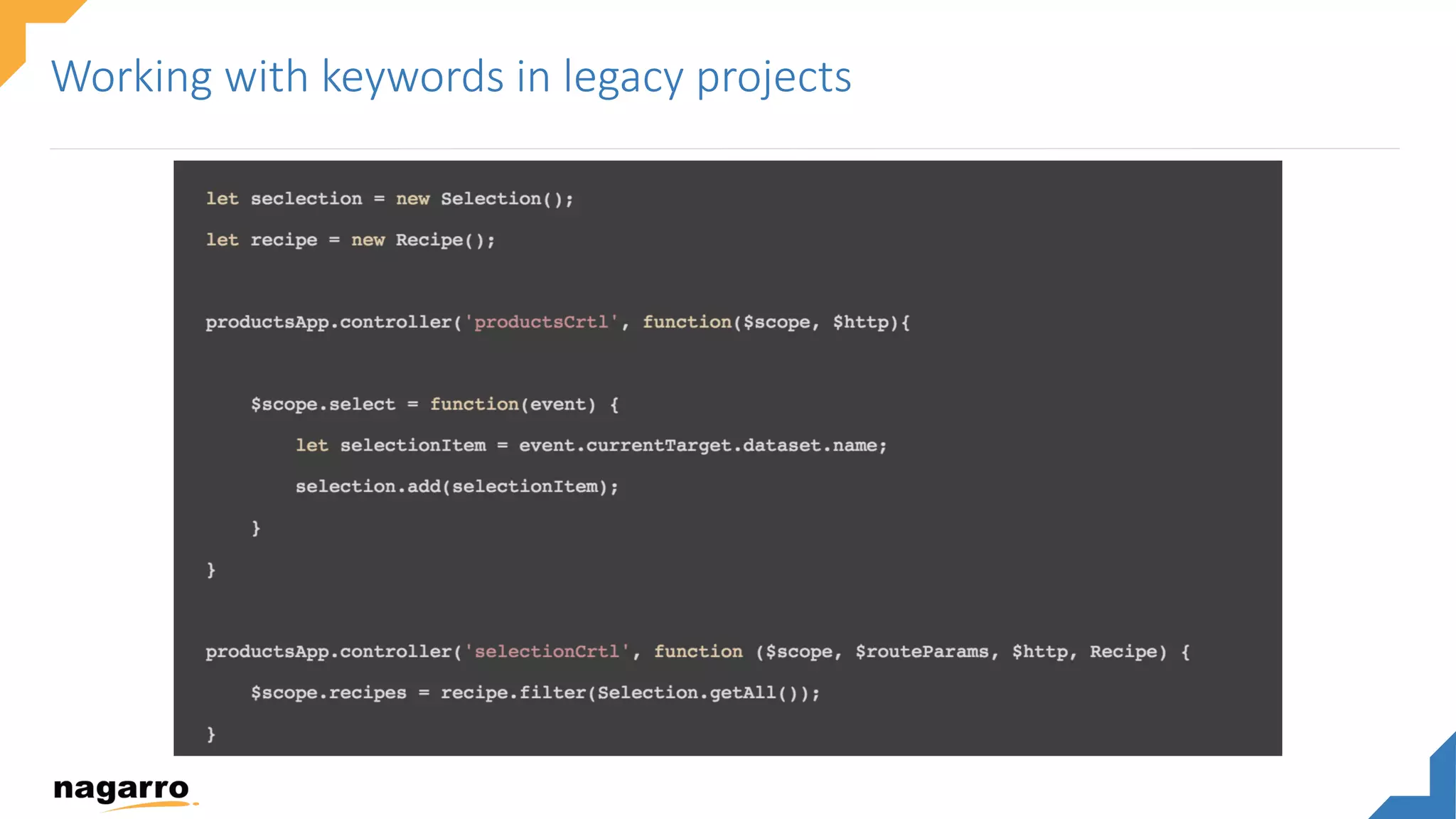 Working with keywords in legacy projects
 