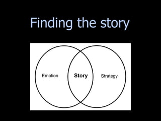 Finding the story


  Emotion   Story   Strategy
 