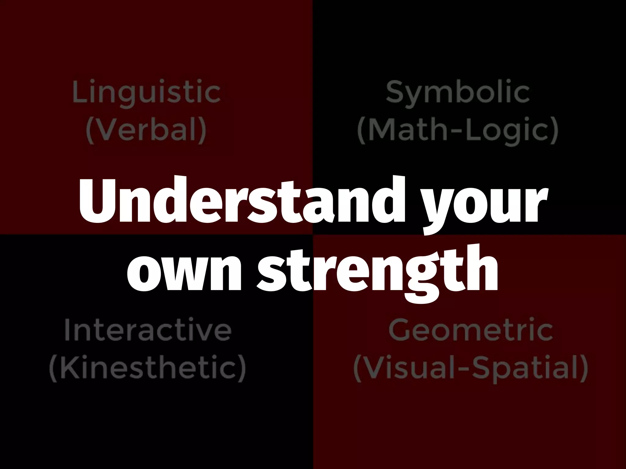 Understand your
own strength
 