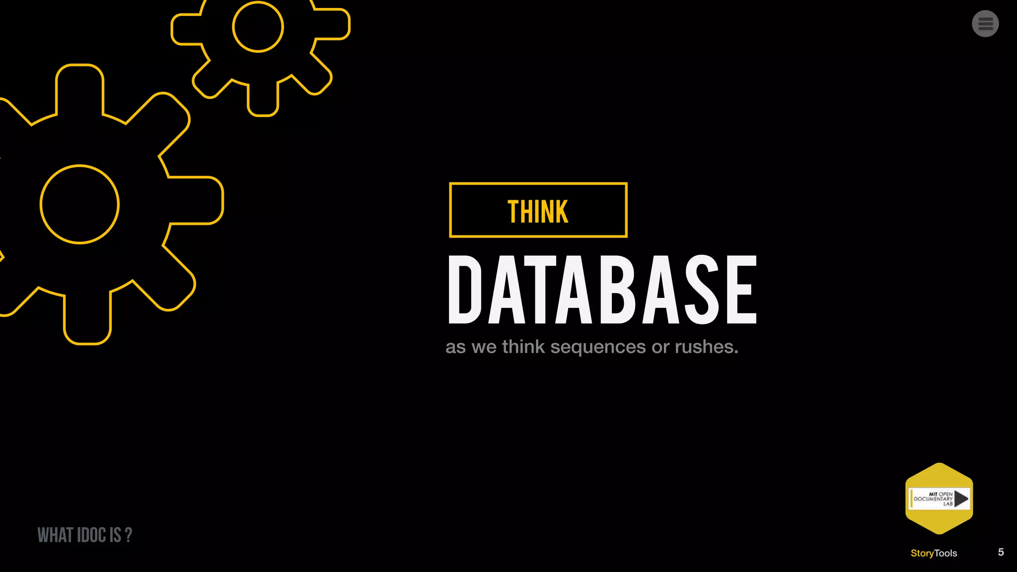 StoryTools
DATABASE
THINK
as we think sequences or rushes.
5
what idoc is ?
 