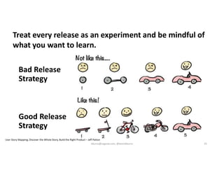 Bad Release
Strategy
Good Release
Strategy
Treat every release as an experiment and be mindful of
what you want to learn.
User Story Mapping, Discover the Whole Story, Build the Right Product – Jeff Patton
kburns@sagesw.com, @kevinbburns 25
 