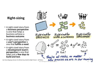 Right-sizing
• A right-sized story from
a business perspective
is one that helps a
business achieve a
business outcome.
• A right-sized story from
a user’s perspective is
one that fulfills a need.
• A right-sized story from
a development team’s
perspective is one that
takes just a few days to
build and test.
User Story Mapping, Discover the Whole Story, Build the Right Product – Jeff Patton
kburns@sagesw.com, @kevinbburns 35
 