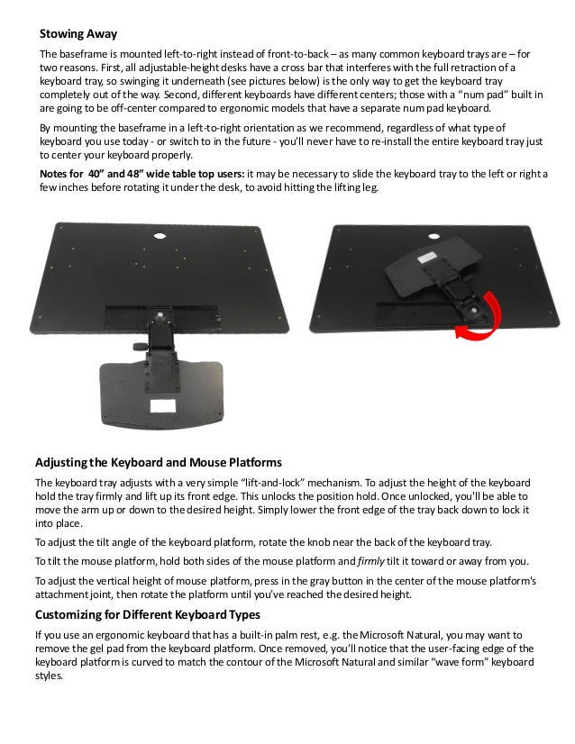 ThermoDesk Stowaway Keyboard Tray Installation Manual Revision 1.0