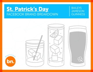 bn.co
St. Patrick’s Day
Facebook Brand Breakdown
Baileys
Jameson
guinNess
bn.
B
ROUGHT TO YOU
B
Y:
 