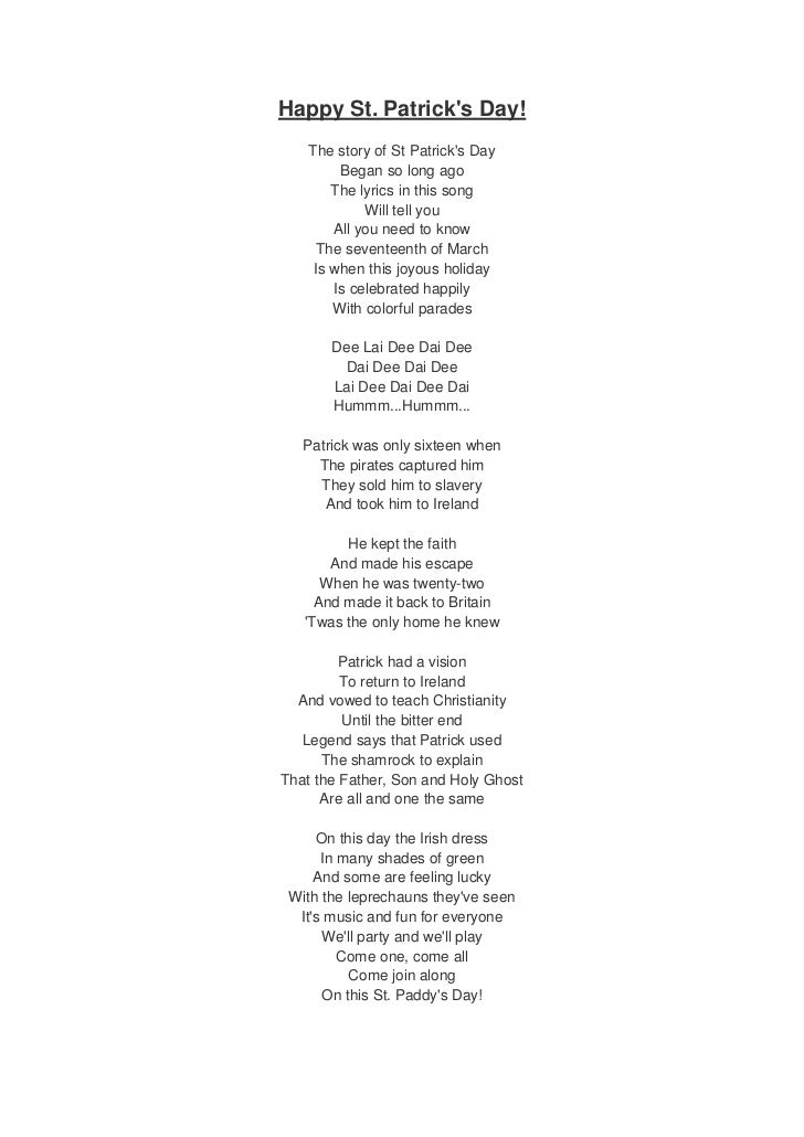 St Patrick S Day Song Lyrics And Translation