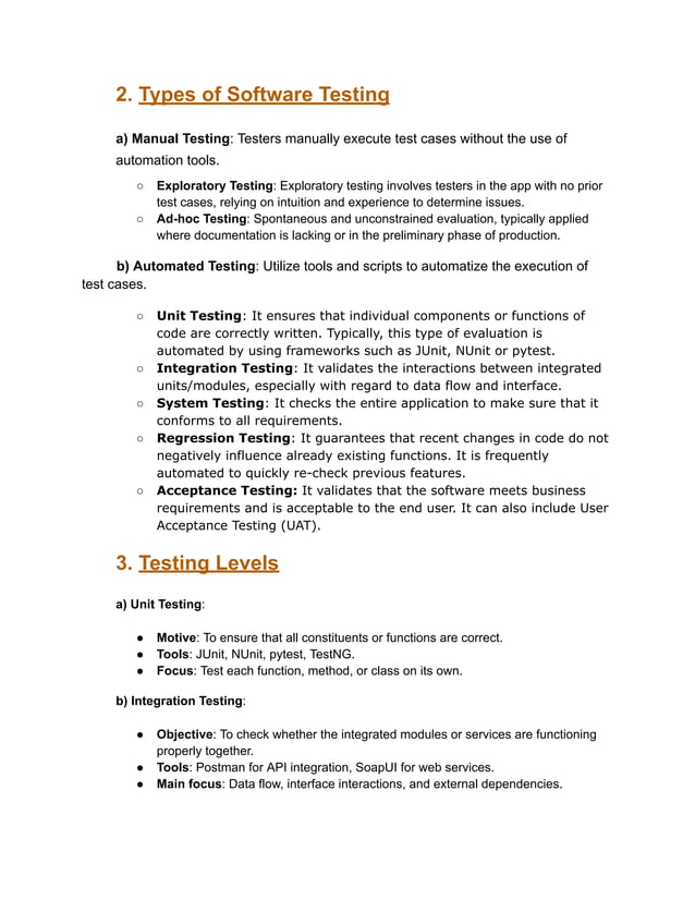 Software Testing and its types information | PDF