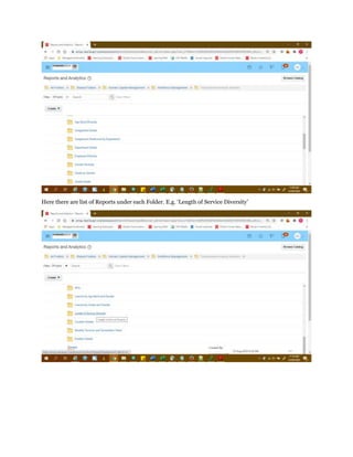 Here there are list of Reports under each Folder. E.g. ‘Length of Service Diversity’
 