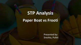 STP Analysis
Paper Boat vs Frooti
Presented by:
Sreshta, Pulkit
 