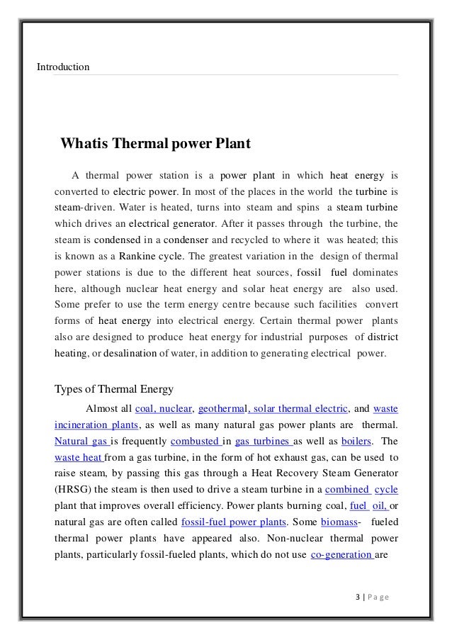 industrial visit report thermal power plant