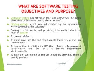 Software Testing and Quality Assurance unit1 | PPT