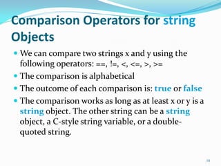 Strinng Classes in c++ | PPT