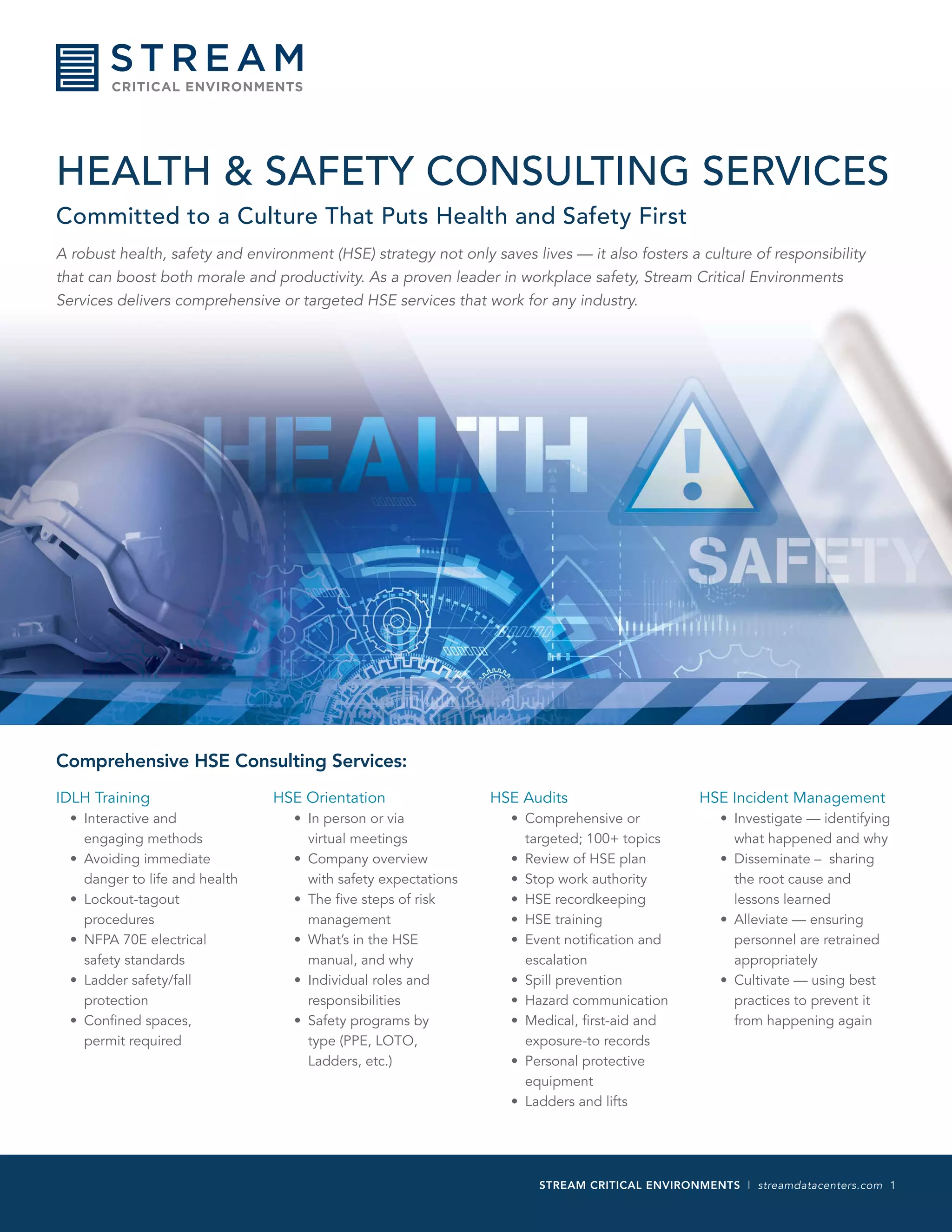 Comprehensive Health and Safety Consulting Services from Stream Data ...