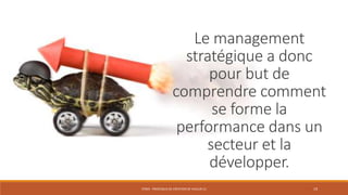Le management
stratégique a donc
pour but de
comprendre comment
se forme la
performance dans un
secteur et la
développer.
STR03 - PROCESSUS DE CRÉATION DE VALEUR (1)

19

 
