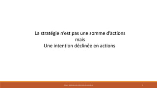 STR04 - PROCESSUS DE CRÉATION DE VALEUR (2) 2
La stratégie n’est pas une somme d’actions
mais
Une intention déclinée en actions
 