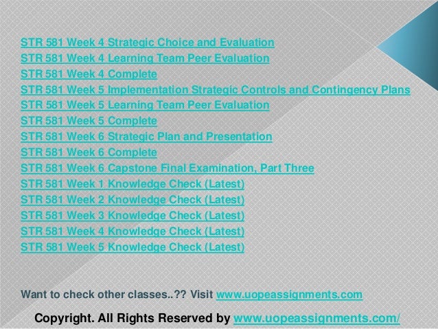 Str 581 Strategic Planning Implementation Complete Class