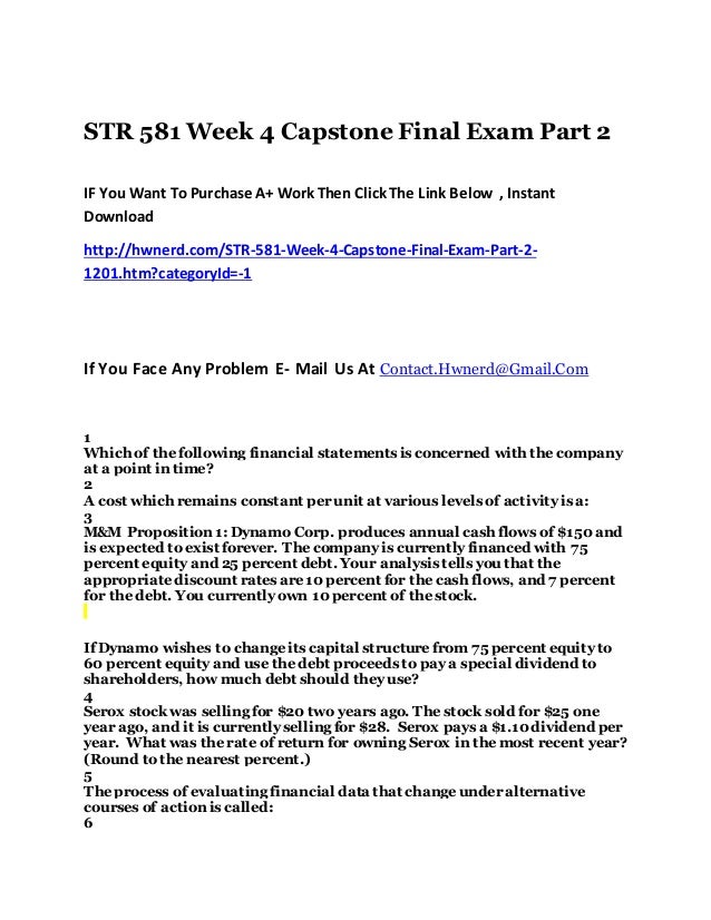 str 581 capstone final examination part Free essay: str 581 capstone final exam all part 1 - 2 - 3 - if you want to purchase a+ work then click the link below , instant download. str 581 capstone final examination part Free essay: str 581 capstone final exam all part 1 - 2 - 3 - if you want to purchase a+ work then click the link below , instant download.