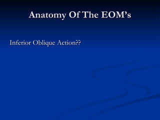 Anatomy Of The EOM’s Inferior Oblique Action?? 