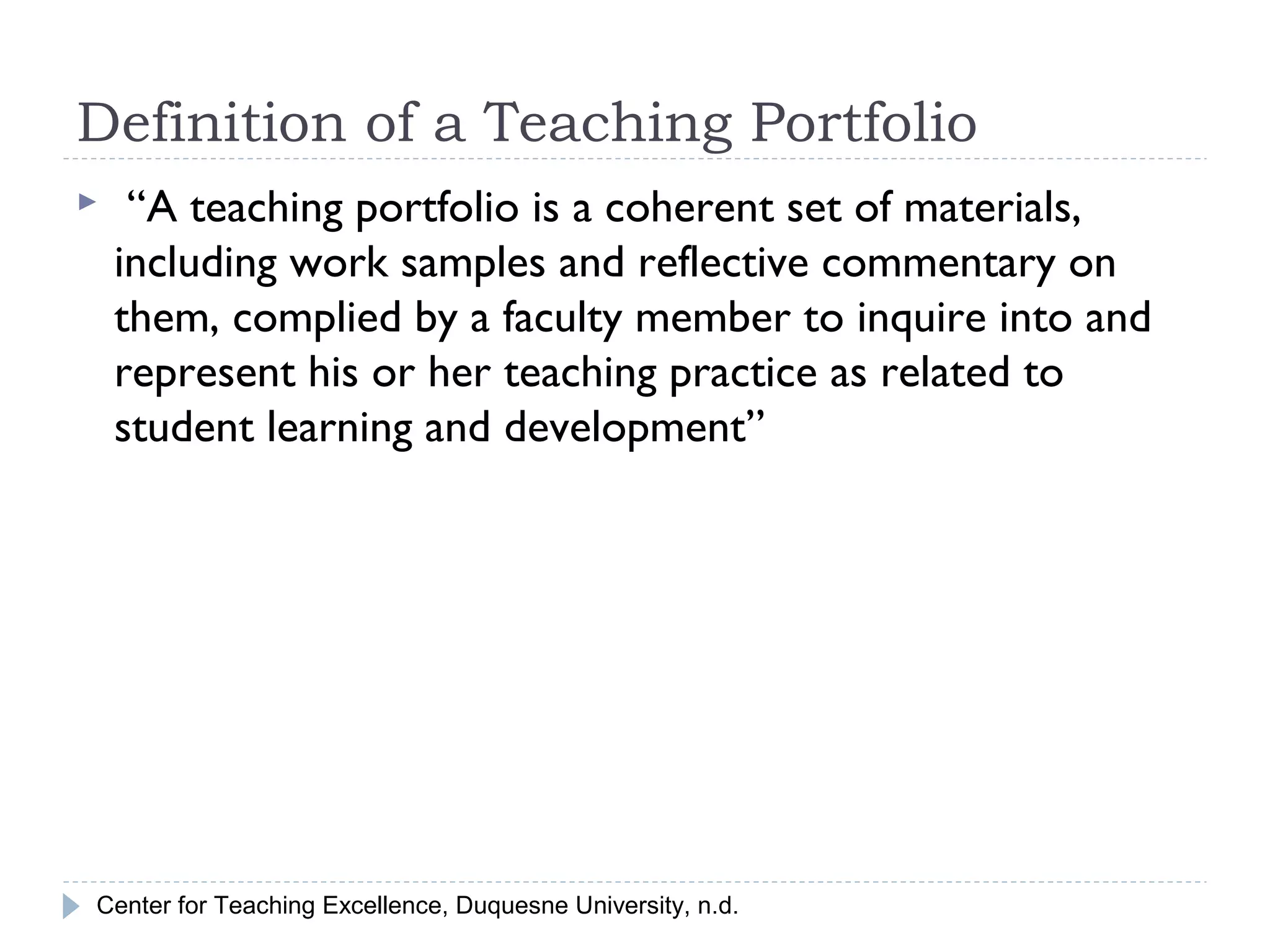 The Teaching Portfolio: Best Reflective Practices | PPT
