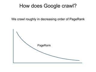 How does Google crawl? We crawl roughly in decreasing order of PageRank 